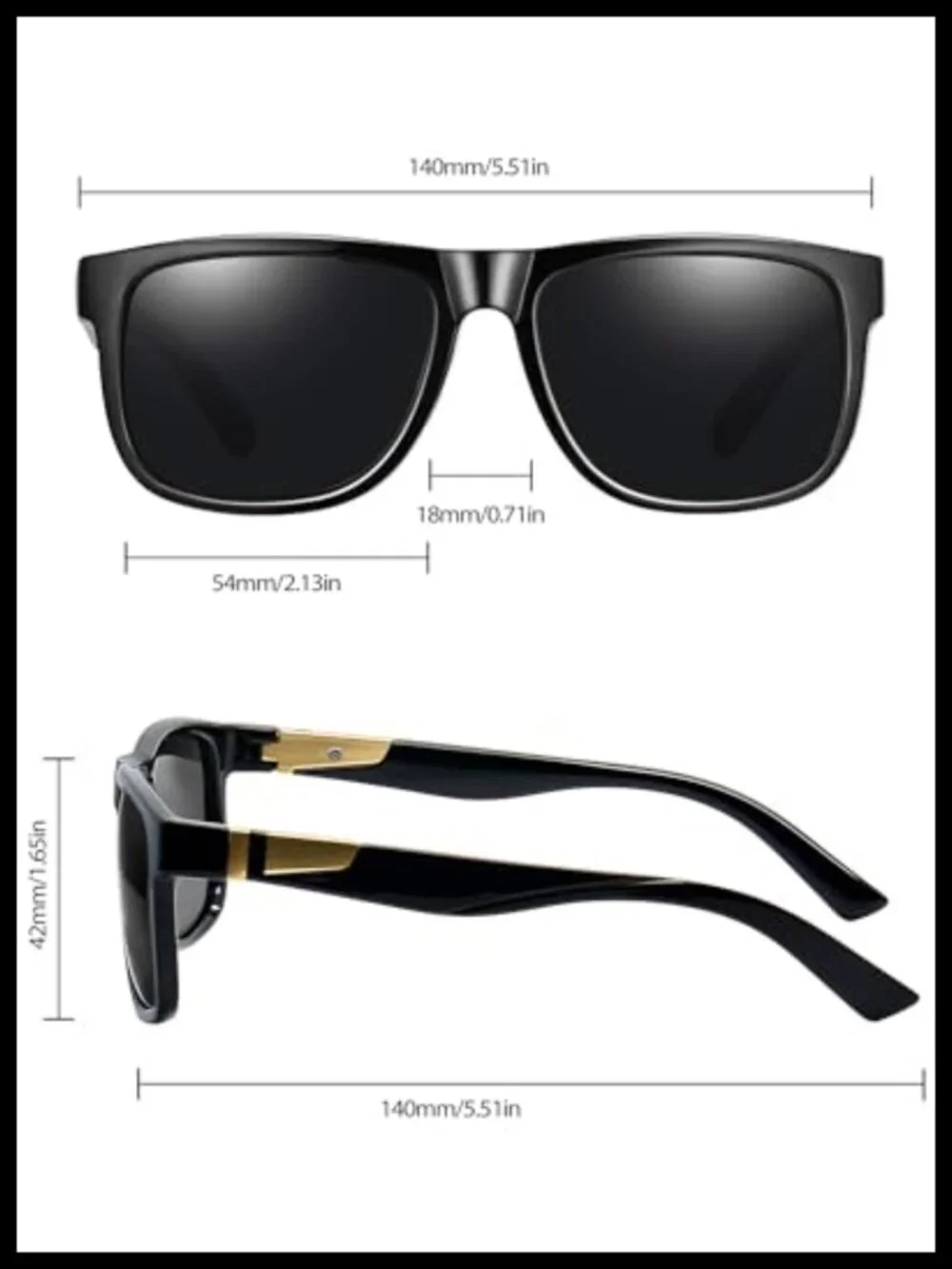 Unisex Oversized Square Polarized Sunglasses UV400 Protection